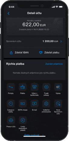 Account switching in the Tatra banka mobile app | Tatra banka