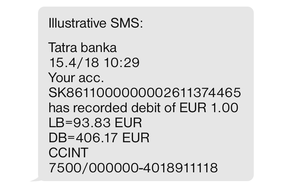 Look at the sms message structure used by b-mail | Tatra banka Look at the sms message structure used by b-mail