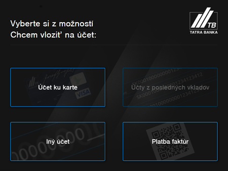 Vyberiete si jednu zo 4 možností | Tatra banka ako vlozit peniaze na ucet