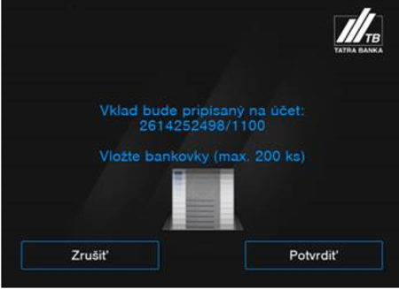 Vložíte hotovosť | Tatra banka vklad na ucet