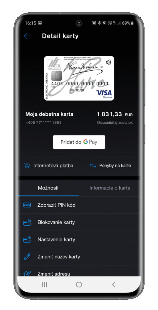 pridanie karty do google pay