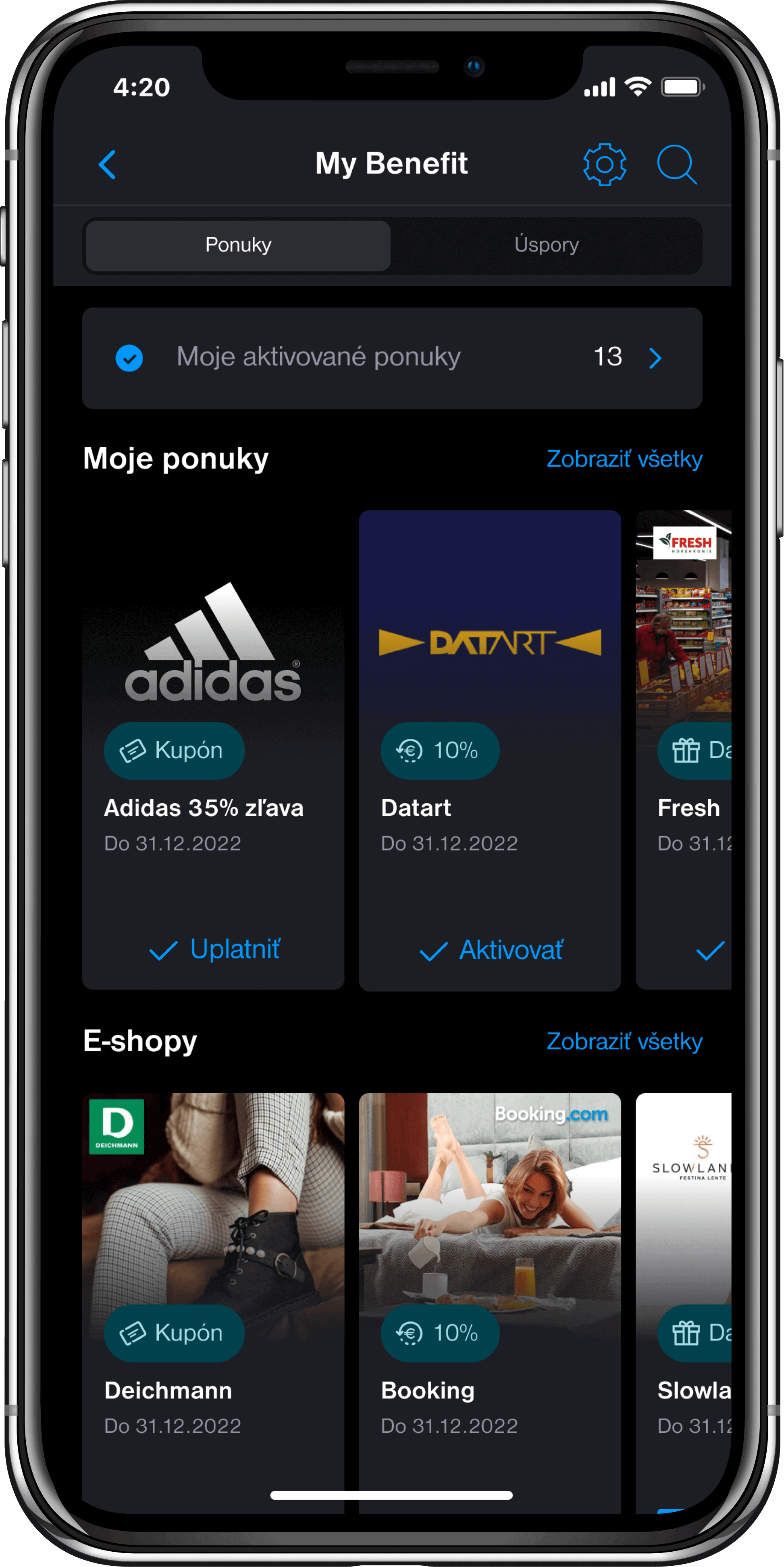 darceky a kupony v aplikacii Tatra banka