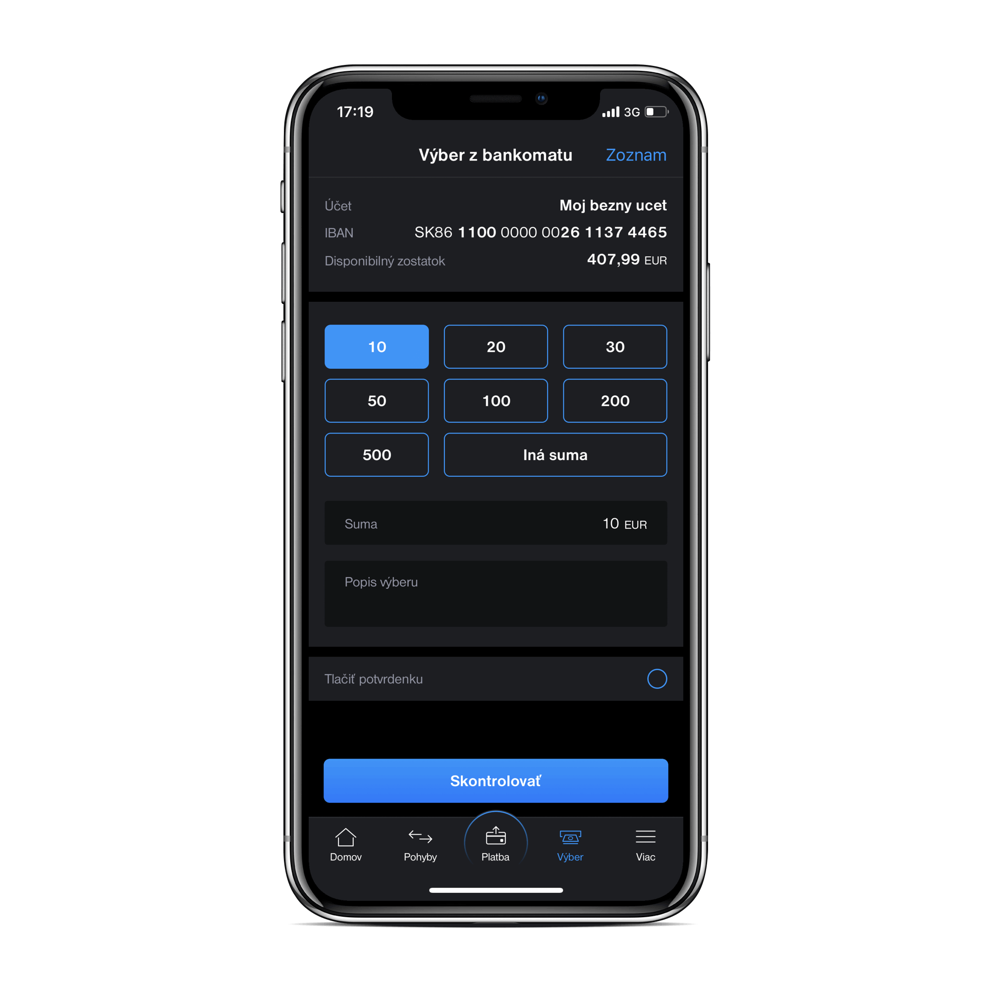 Ak máte aplikáciu Tatra banka v mobile, na výber hotovosti z bankomatu nepotrebujete platobnú kartu