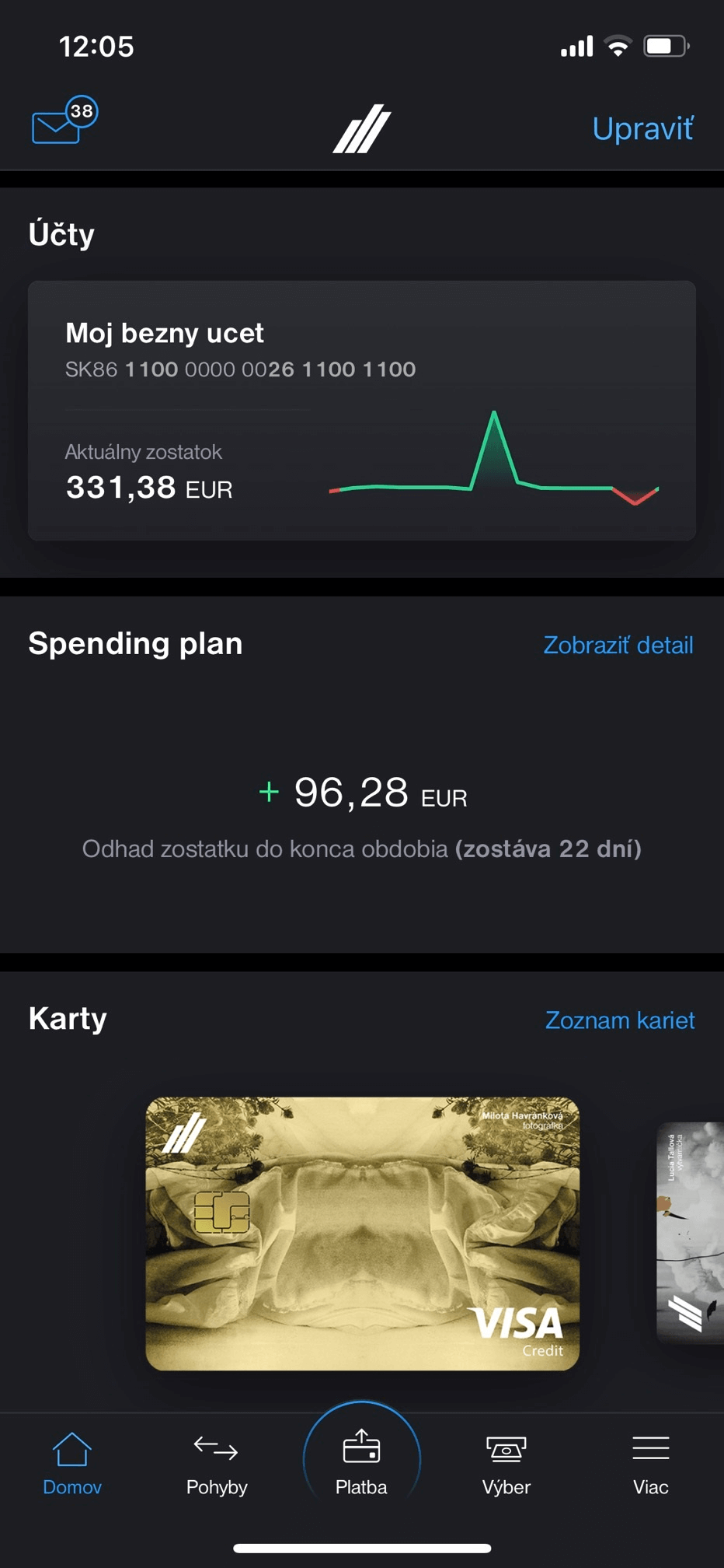 Spending plan widget v mobilnej aplikácii