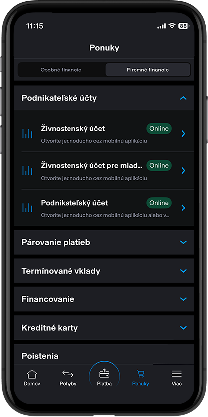 Podnikateľský účet Tatra Business si otvoríte jednoducho cez mobilnú aplikáciu Tatra banka