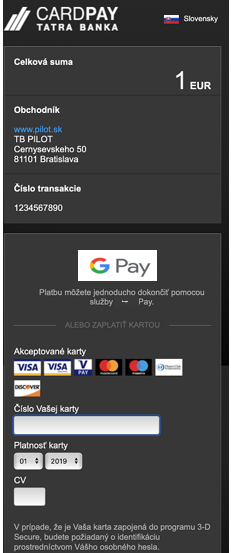 Využitím platobnej brány CardPay automaticky získate aj možnosť prijímať platby prostredníctvom služby Google Pay
