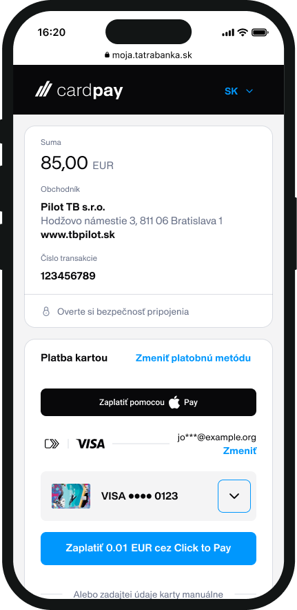 Platba cez cardpay bránu | Tatra banka Platba cez cardpay bránu
