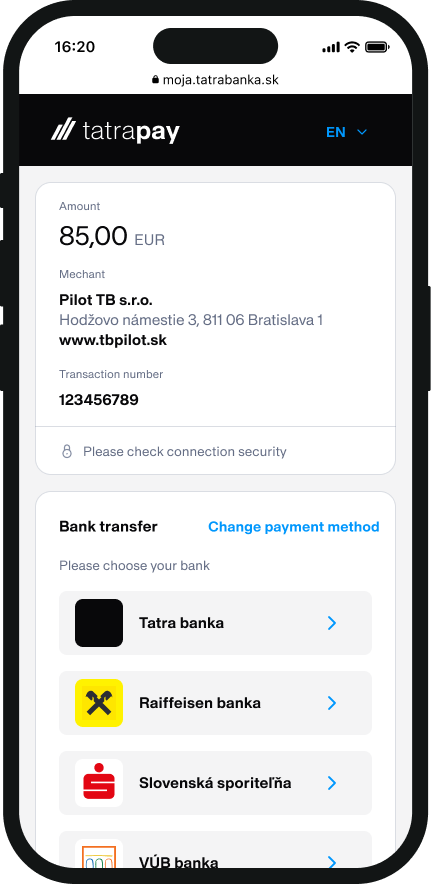 Payment by bank transfer