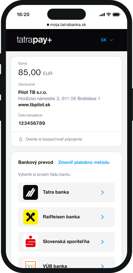 Payment by bank transfer | Tatra banka Payment by bank transfer