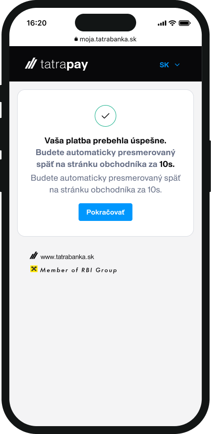 Výsledok platby Výsledok platby