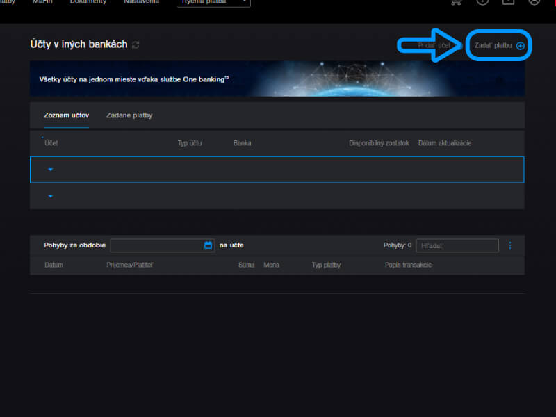 Zadanie platby Zadanie platby