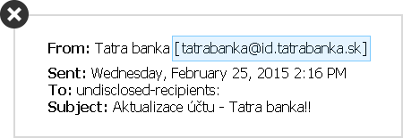 Non-standard address of the sender | Tatra banka Non-standard address of the sender