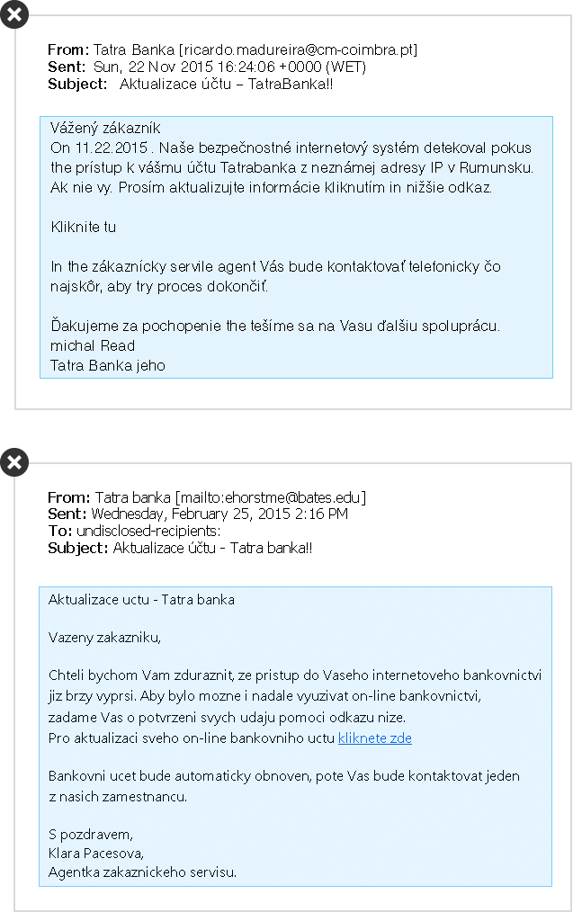 The e-mail is written in a complicated way and contains grammatical errors | Tatra banka The e-mail is written in a complicated way and contains grammatical errors