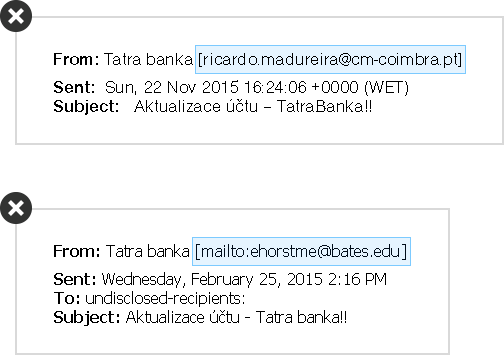 The official e-mail from Tatra banka is from a specific sender | Tatra banka The official e-mail from Tatra banka is from a specific sender
