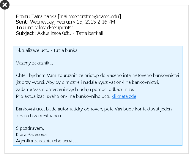 nespravny mail | Tatra banka