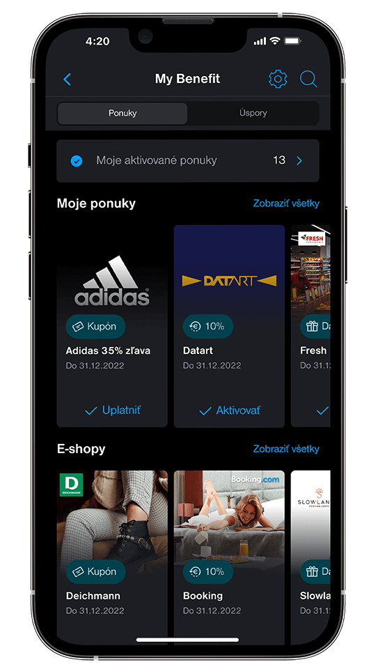 You can find the current offer of discounts in the Tatra banka application in the My Benefit section | Tatra banka You can find the current offer of discounts in the Tatra banka application in the My Benefit section