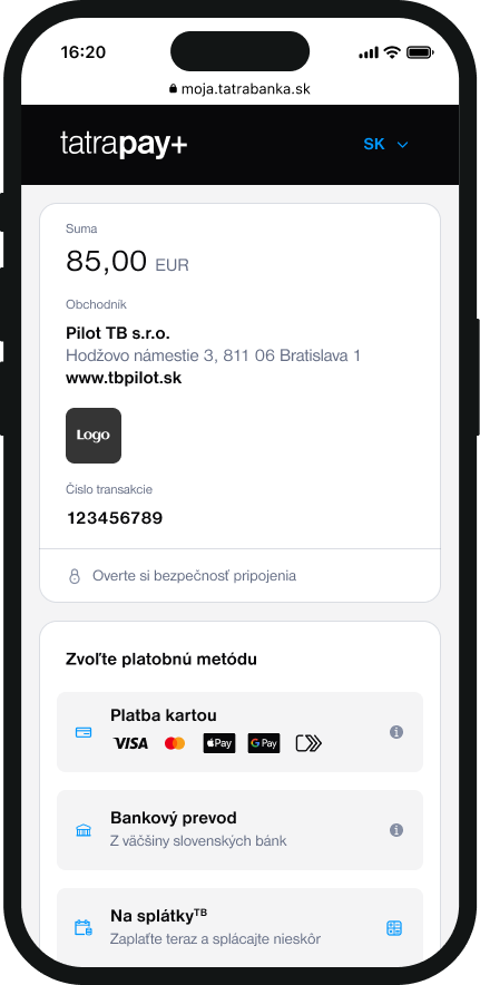 Choosing a payment method in tatrapay plus | Tatra banka Choosing a payment method in tatrapay plus