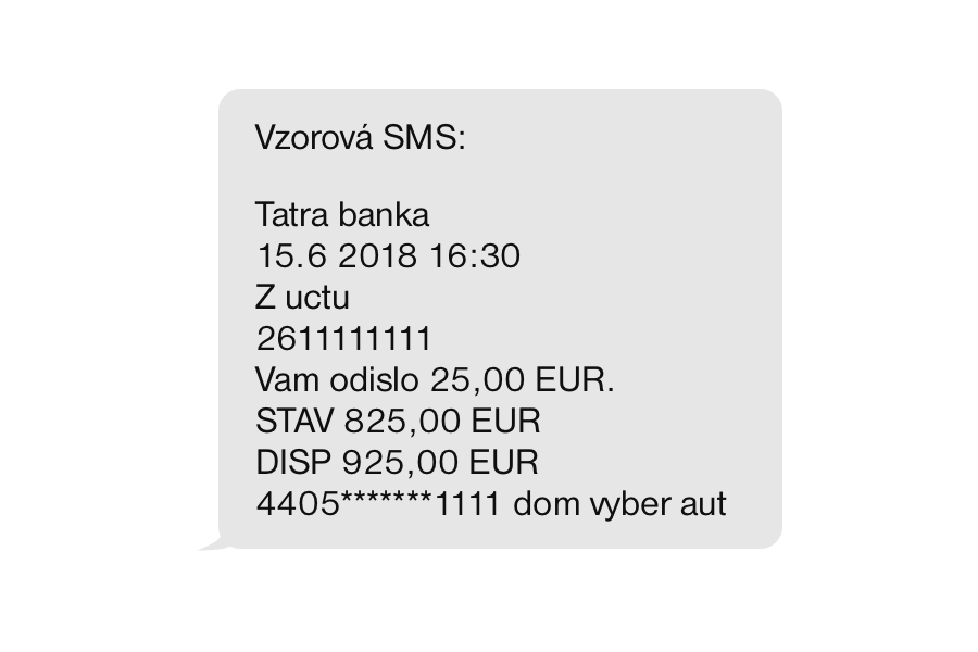 Pozrite sa na vzorový tvar sms správy služby b-mail | Tatra banka Pozrite sa na vzorový tvar sms správy služby b-mail