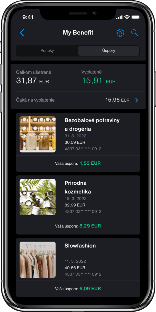 Služba My Benefit vám umožňuje kontrolovať si, koľko ste za nákup ušetrili.