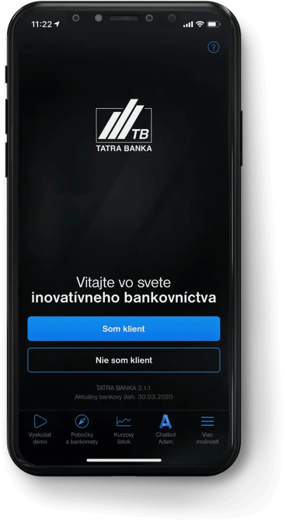 mobilná aplikácia Tatra banka krok 1