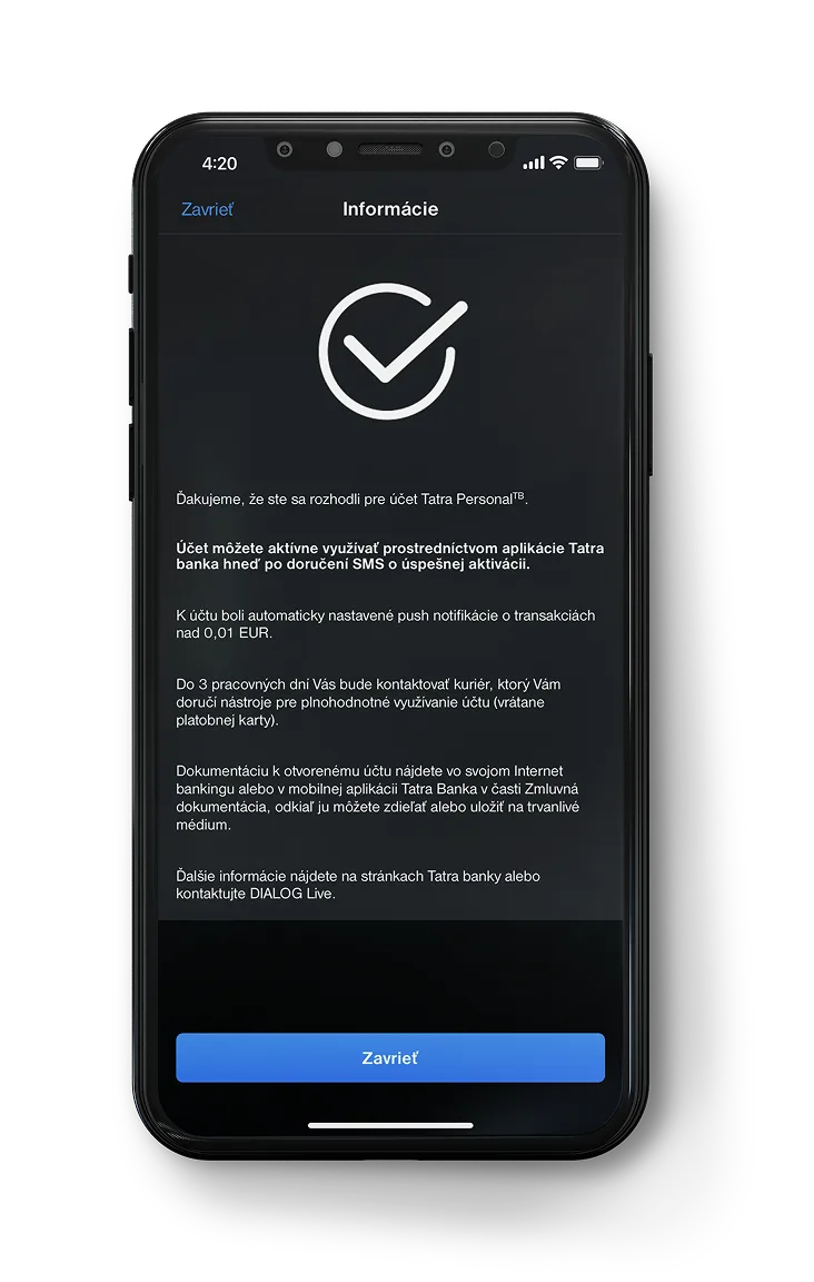 mobilná aplikácia Tatra banka krok 7